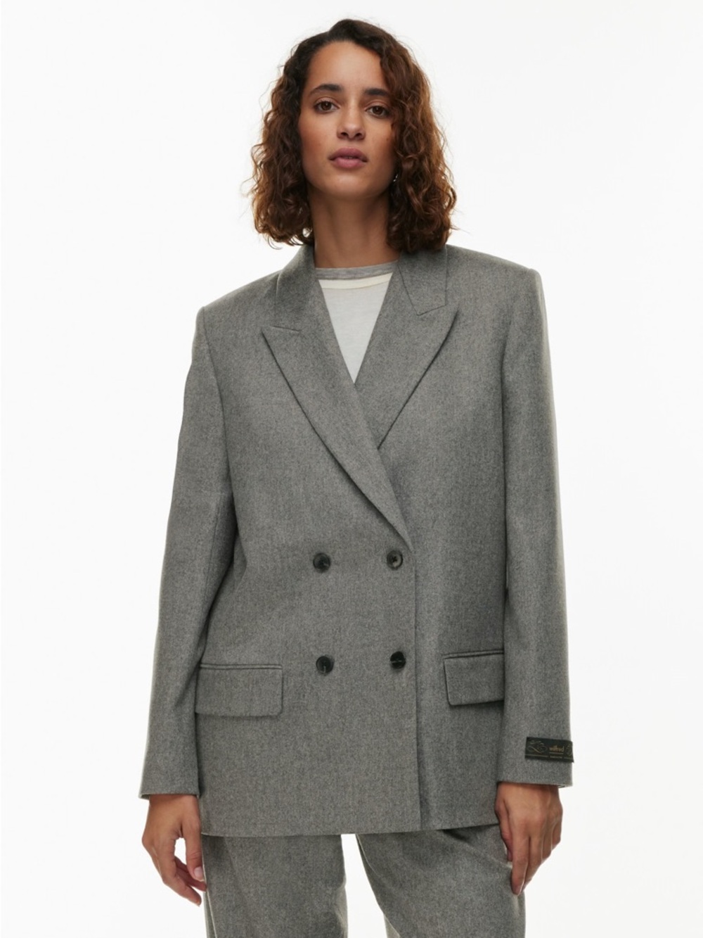 Wilfred Gray Double-Breasted Blazer